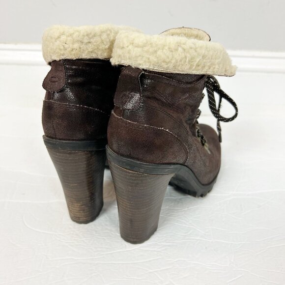 Y2K Nine West Platform Chunky Lace Up Boots Boho Grunge Size 8.5 Women's - Picture 3 of 5